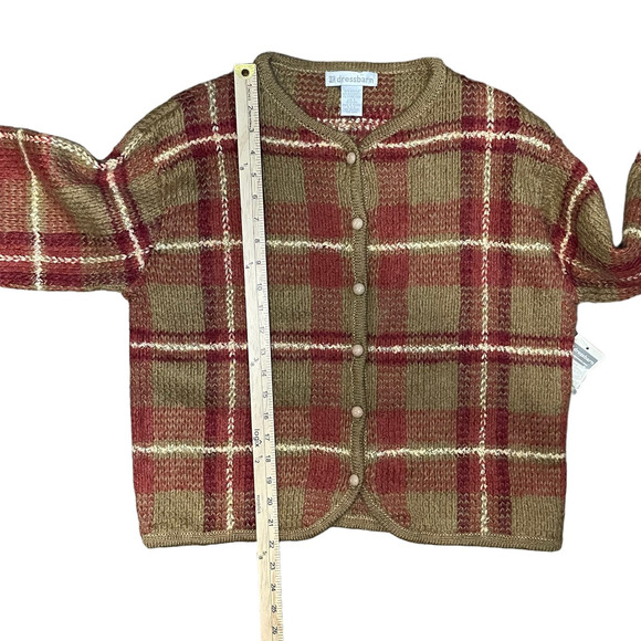 Dressbarn Mohair Wool Blend Button-Up Sweater Grannycore Plaid Women's Large NWT - Picture 11 of 11
